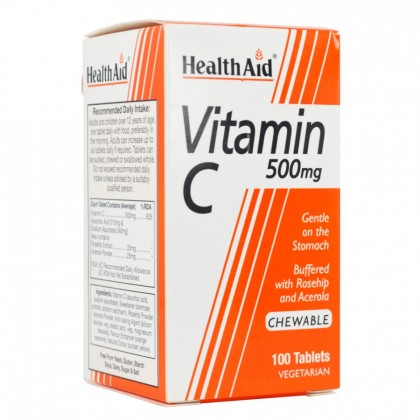 HEALTH AID Vit-C 500mg 100 Μασώμενες Ταμπλέτες